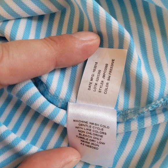 Johnnie-O Men's Polo Shirt XL Blue Striped Casual Golf Active Wear Surf - Picture 6 of 10